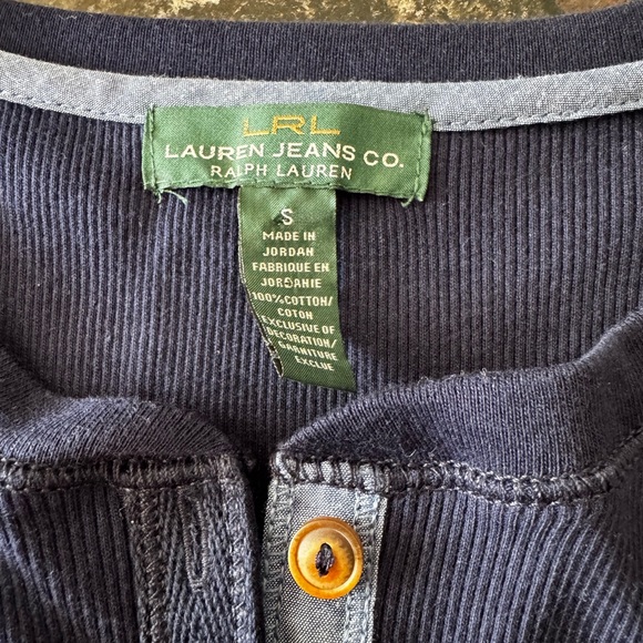 Ralph Lauren navy blue long-sleeve Henley shirt size S - Picture 7 of 8